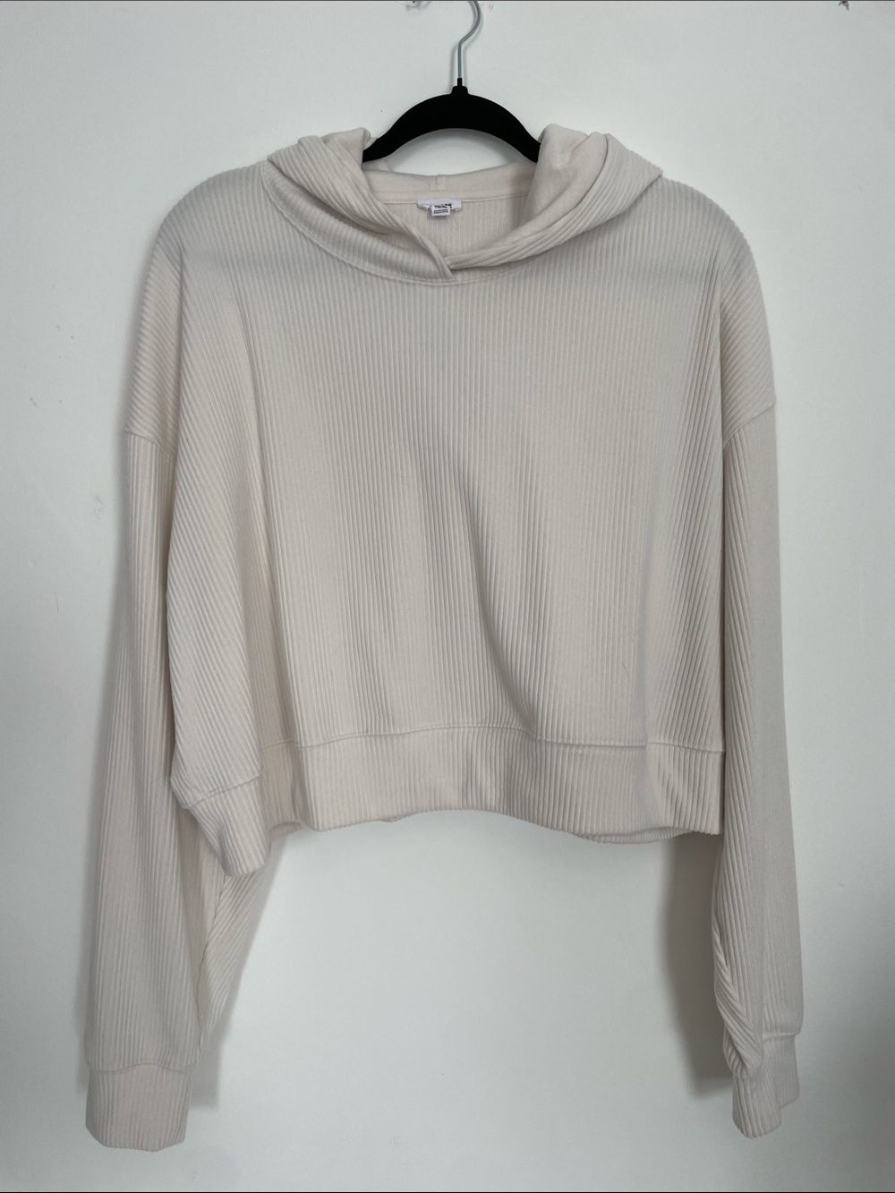 GARAGE Women's Cropped Hooded Ribbed Top - Cream